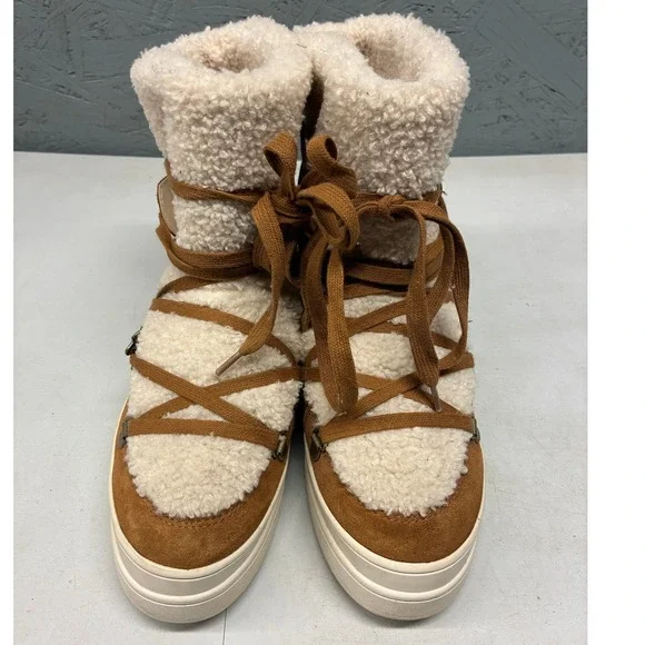 JSLIDES Winter Boots Women's Brown Suede Shearling Lined Lace Up Casual 8.5 - Picture 6 of 16